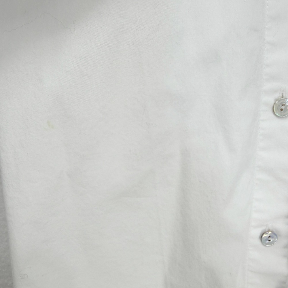 Eileen Fisher Mandarin Collar Shirt Organic Cotton Boxy Button White Size Medium - Picture 7 of 11